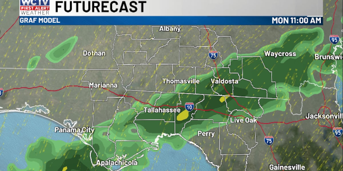 Looking gloomy and cooler on Monday ☁️
