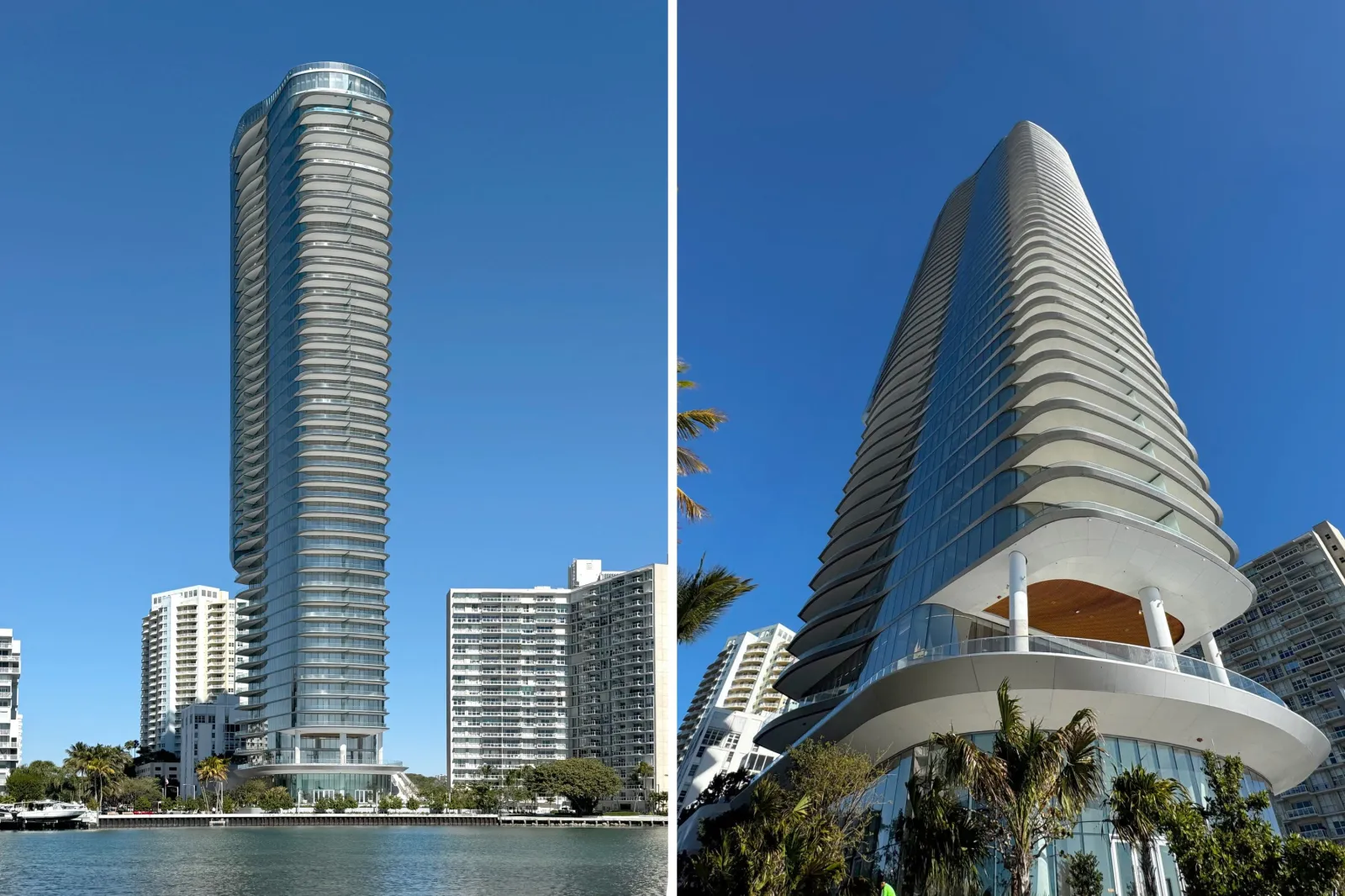 Exterior shots of the Una Residences, a new Miami skyscraper designed by Adrian Smith + Gordon Gill Architecture (AS+GG).