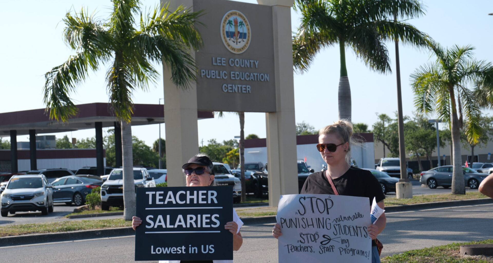 Lee County residents protest outside school district headquarters