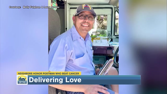 Neighbors honor mailman who beat cancer with sweet surprise