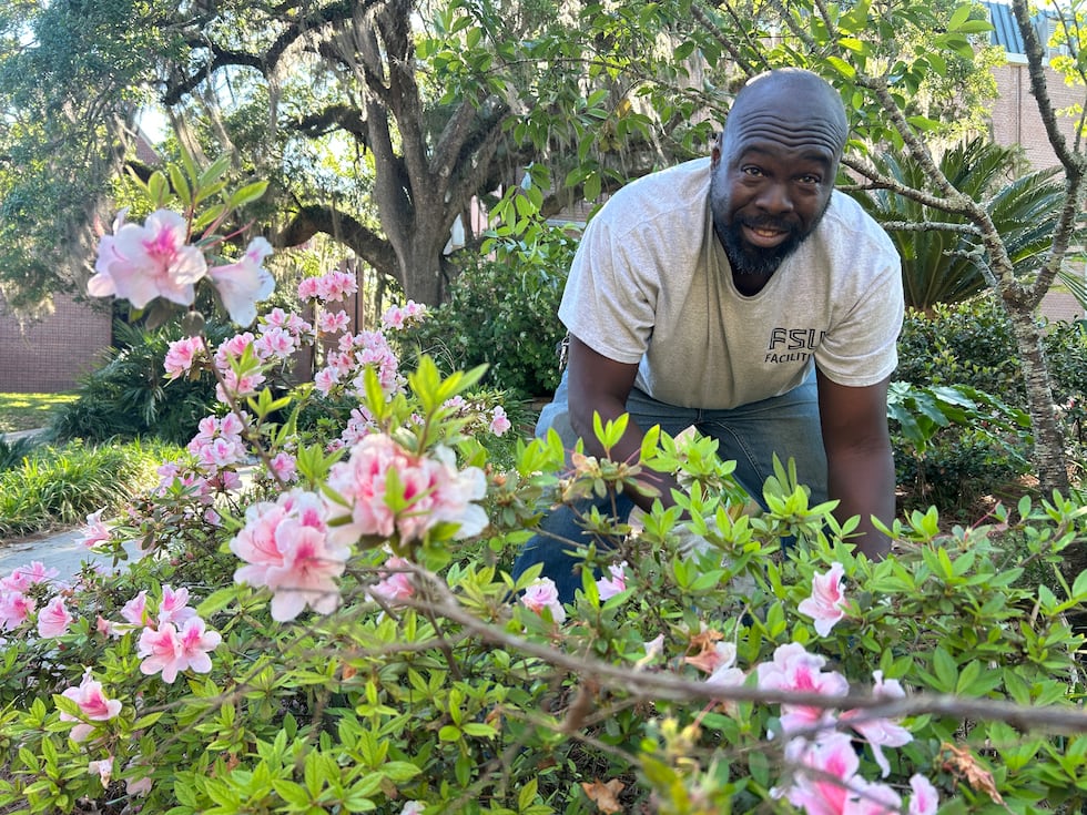 Preston Sharpe is one of more than 100 employees who tend to FSU's 1500 acre campus.