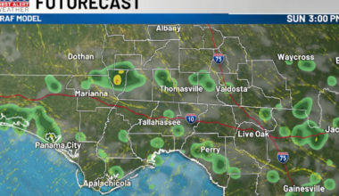 Staying warm on Sunday with spotty rain chances