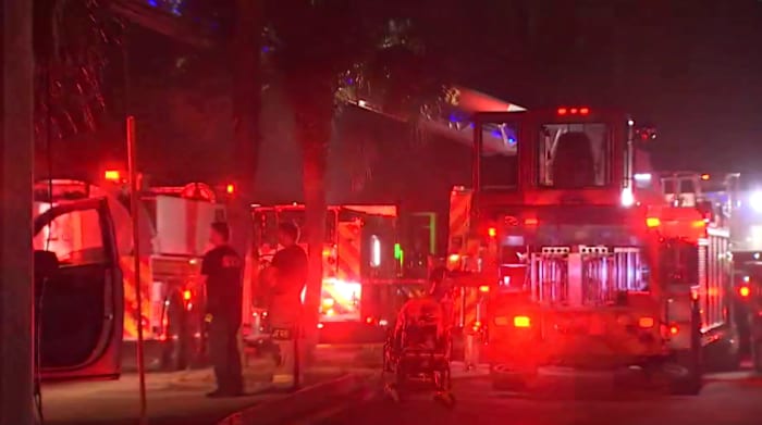 Beach Boulevard briefly shut down near medical clinic as crews battle commercial fire
