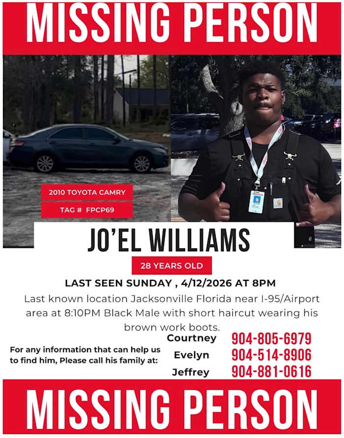 Family searching for missing Jacksonville man last seen near I-95, Airport Road