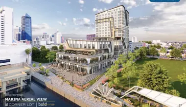 A rendering of the hotel and convention center.