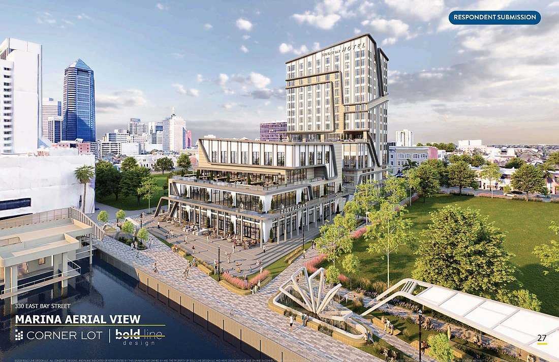 A rendering of the hotel and convention center.