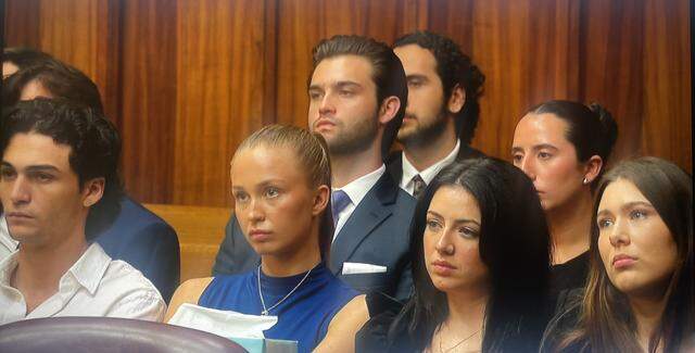 Friends of Eric Contreras attend court on Monday, March 30, 2026 as his father David Contreras pleads guilty to killing Eric.