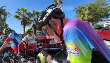 Aloysius Browne is part of the St. Petersburg Bicycle Club. At 96 years old, Browne rides three times a week with the group during his stays in Florida. (Spectrum News/Roy De Jesus)