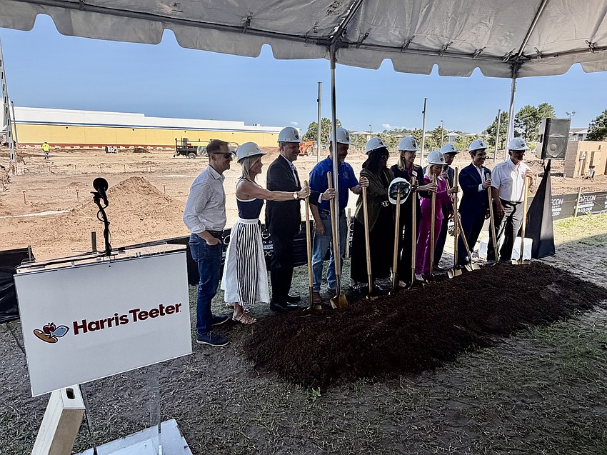 Harris Teeter ceremonially broke ground April 24. The new store is between Academy Sports + Outdoors and LA Fitness.