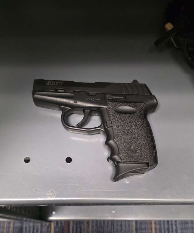A photo of a 9mm pistol police say was in the backpack of a 17-year-old Dr. Phillips High School student, who officers arrested Thursday. (Courtesy of Orlando Police)