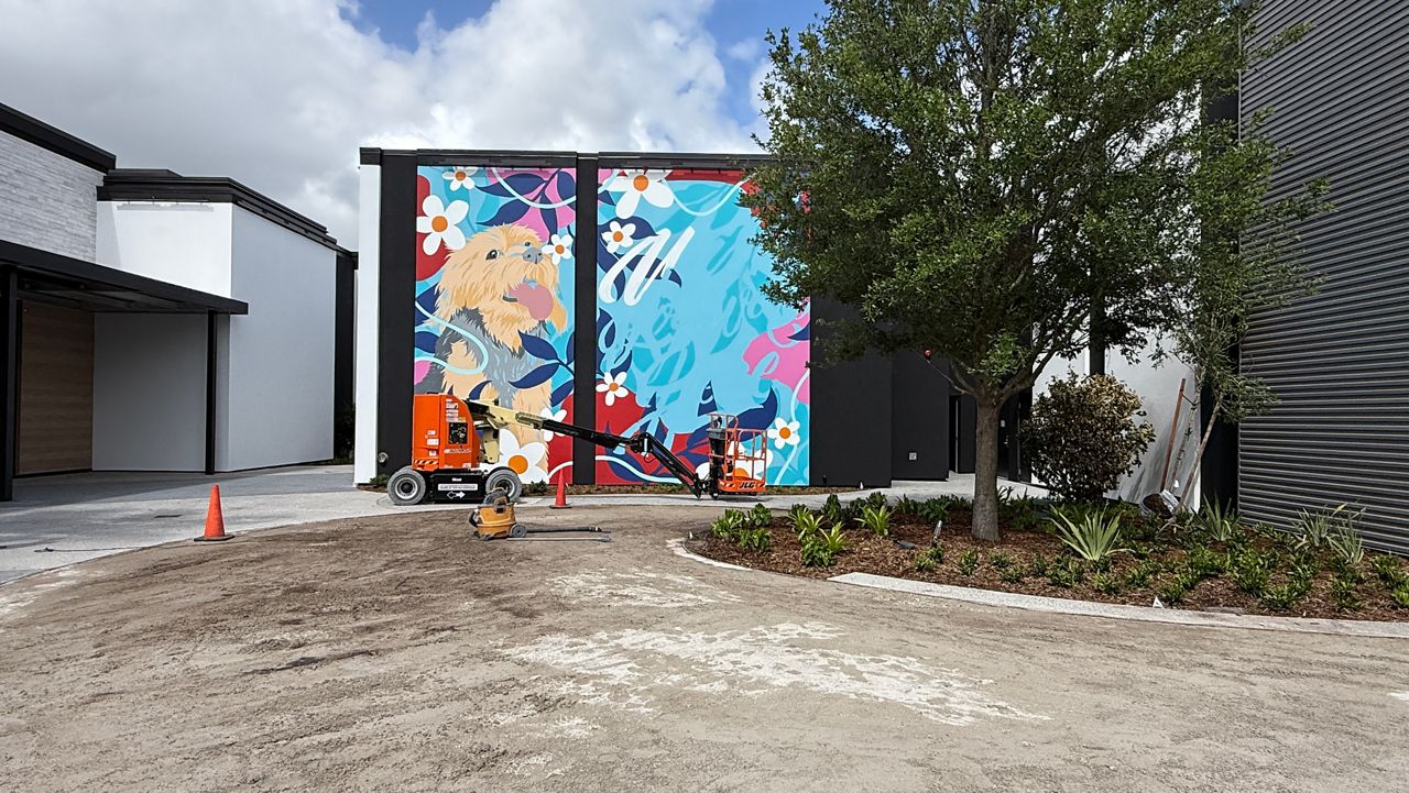 The new Lake Nona West retail plaza will feature several colorful murals to offer a visual experience for shoppers and guests at restaurants. (Spectrum News)