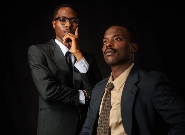 Two actors posed as Malcolm X and Martin Luther King Jr. for a portrait