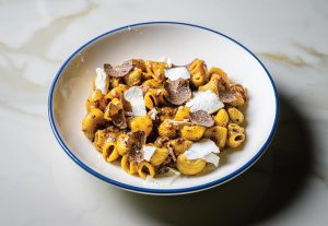 Lumache ai funghi with porcini ragu, truffle butter, and aged balsamic. Photo courtesy of Acqua Bistecca