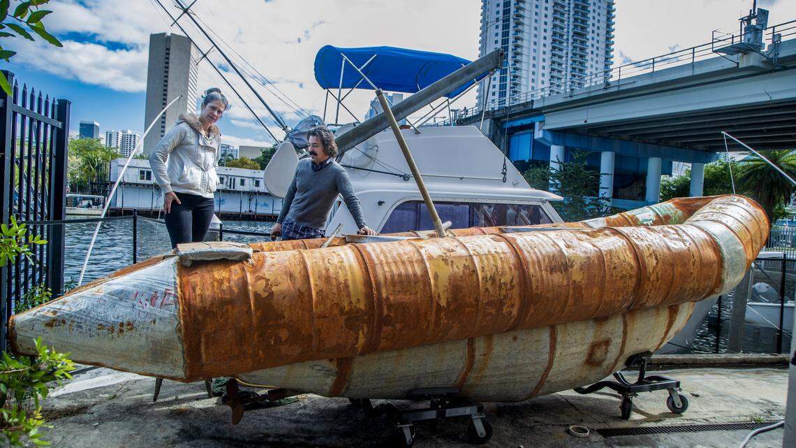 Balsero raft installation at Piero Atchugarry gallery