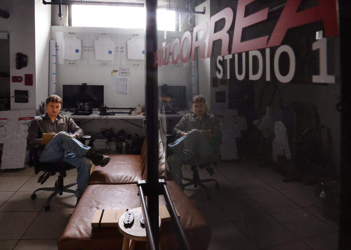 Mix discipline artist David Correa, 27, takes a moment to gather his thoughts as he waits for the arrival of ICA cohorts at the Tunnel Projects, a multifaceted art space dedicated to supporting local artists on Saturday, April 11, 2026, in Little Havana, Miami, Florida.