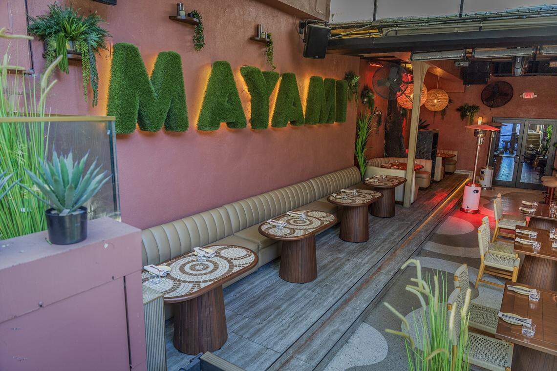 The restaurant space connects with the outdoors, creating a passageway to enjoy the warm Miami nights in Wynwood.