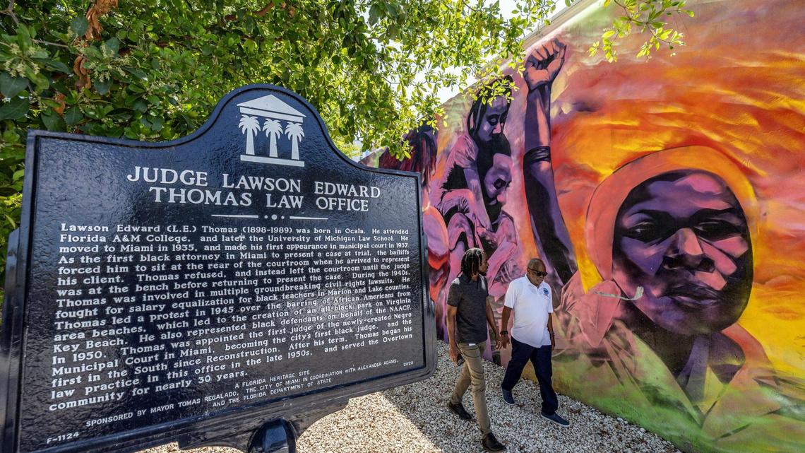 The former law office of Judge Lawson E. Thomas, in Miami, Florida, on Wednesday, March 26, 2025. The Overtown Our Family Tree mural sits on the side of the building. The former law office of Judge Lawson E. Thomas, in Miami, Florida, on Wednesday, March 26, 2025. The Overtown Our Family Tree mural sits on the side of the building.