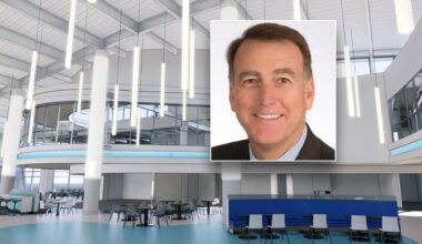 INset of executive over airport terminal