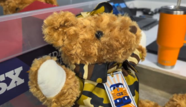 CSX employees stuff 500 ‘buddy bears’ for military children at Mayport Elementary