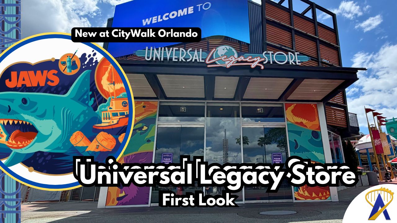 New Universal Legacy Store colorful entrance - photo by @MagicCityMayhem Mikey and graphic provided by Universal Orlando