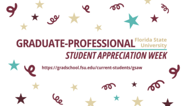 graphic with white background and garnet lettering that reads "Graduate-Professional Student Appreciation Week"
