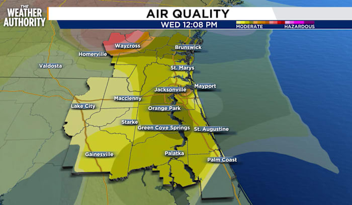 Jacksonville air quality hits unhealthy levels amid massive fires