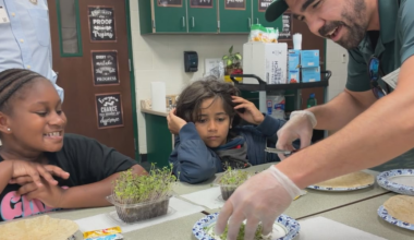 Bond Elementary students have special lunch with vegetables they grew themselves