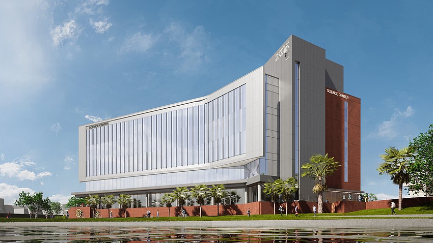 A rendering of the University of Tampa's new Science Center, expected to open in Spring 2029 along the Hillsborough River on the university's downtown Tampa campus. A rendering of the University of Tampa's new Science Center, expected to open in Spring 2029 along the Hillsborough River on the university's downtown Tampa campus.