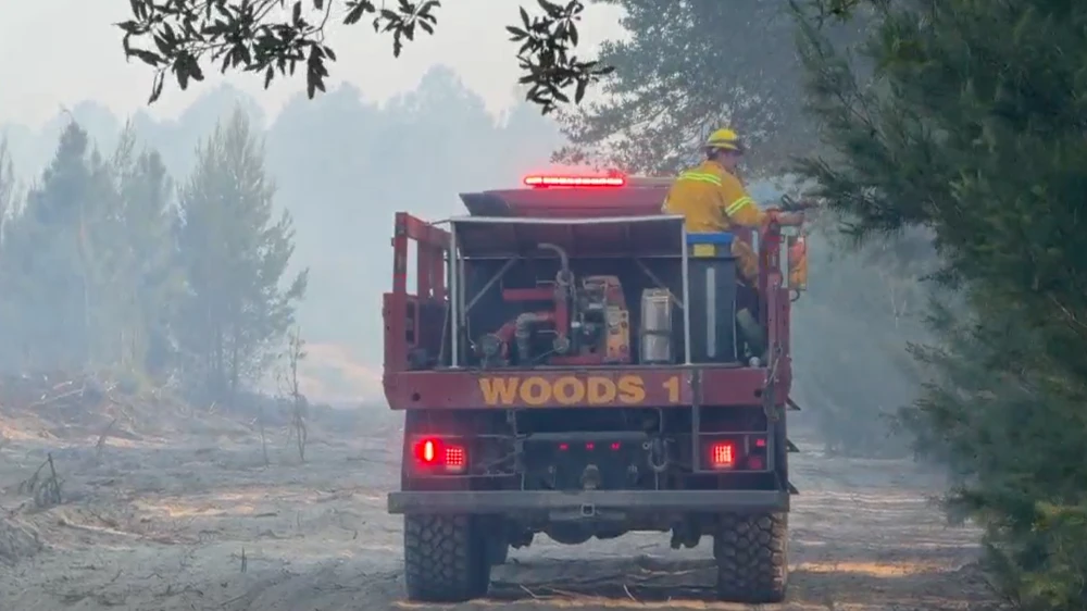Firefighter battles wildfire