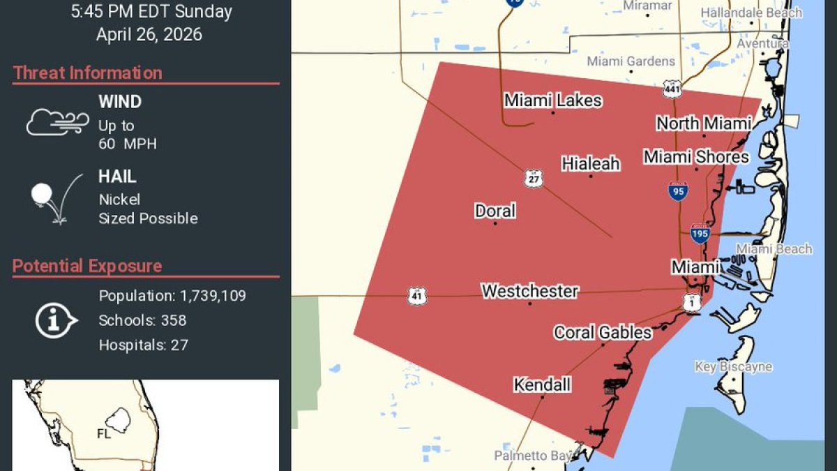 Sever thunderstorm warning issued for parts of Miami-Dade and Broward, NWS says – NBC 6 South Florida
