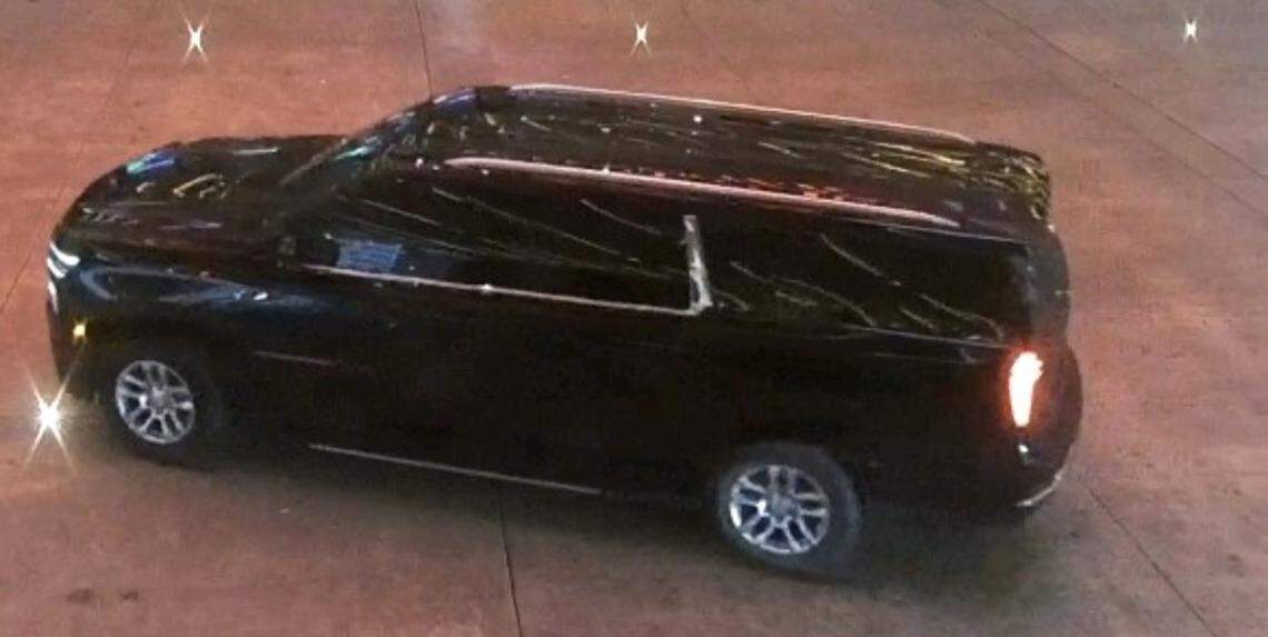 A Chevrolet Suburban SUV is parked on Monday, April 6, 2026, in front of the Seminole Hard Rock Hotel & Casino, where rapper Offset was shot.