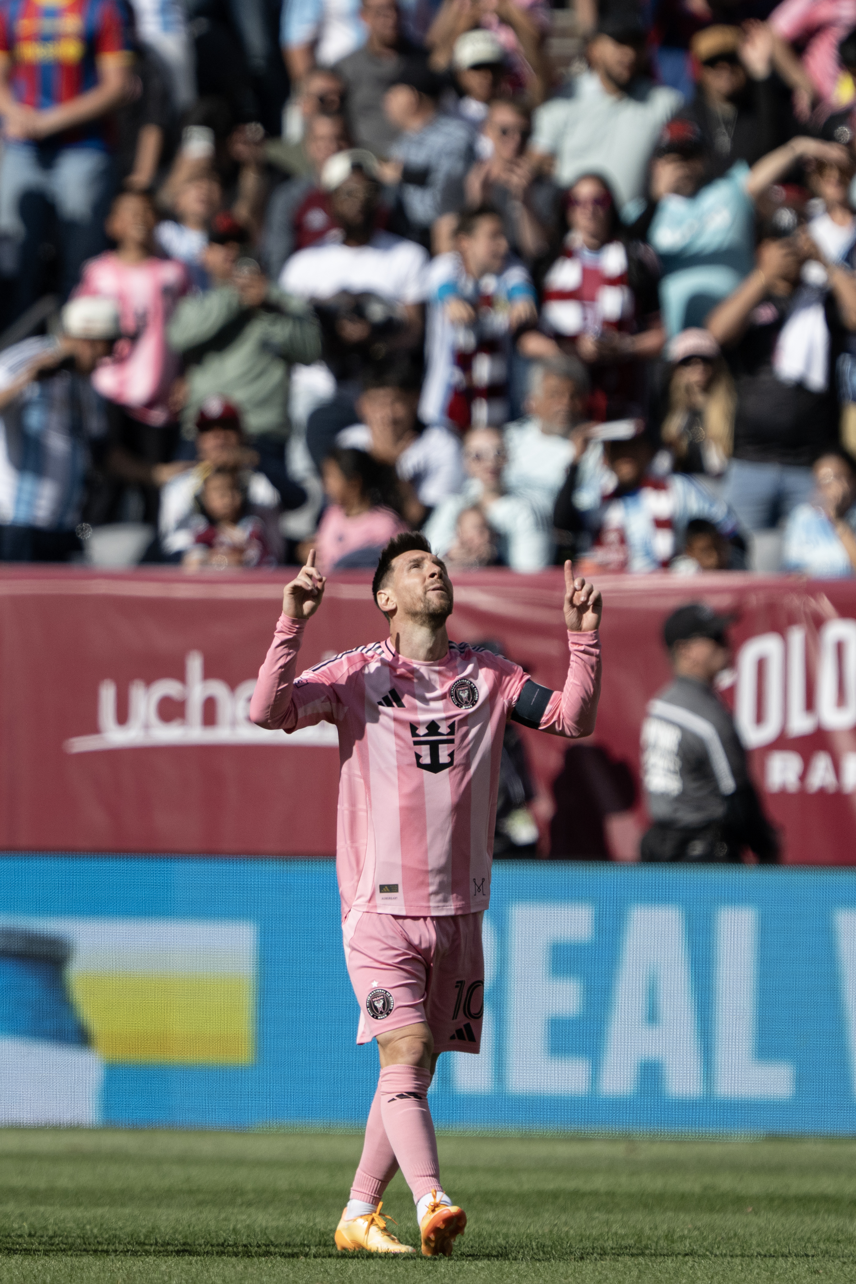 Forward Lionel Messi (10) of the Inter Miami CF celebrates...