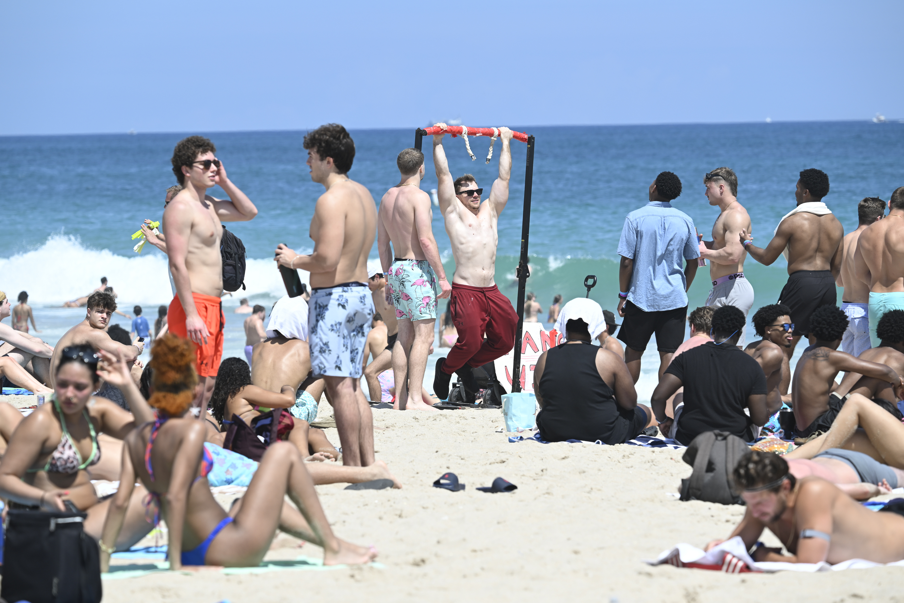Ravis Ordway challenges people to a pull-up contest on the...