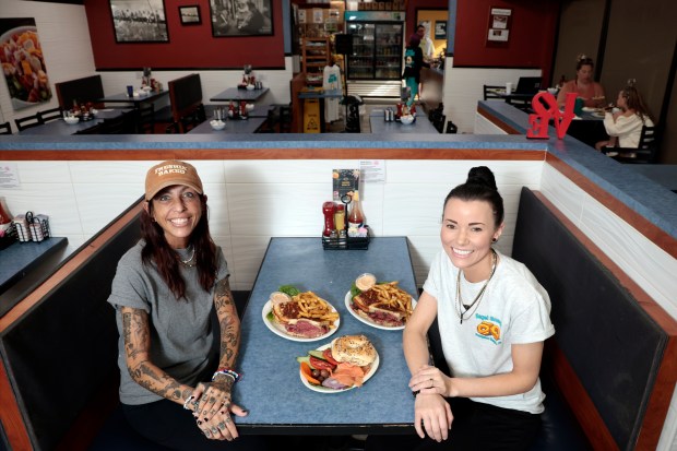 Kim Zweibaum, left, and Mallarie Mondt are photographed at Bagel Snack in Pompano Beach on Monday, April 6, 2026. The restaurant is the Best of South Florida Dining winner for best deli and also won best bagels in 2024. (Amy Beth Bennett / South Florida Sun Sentinel)