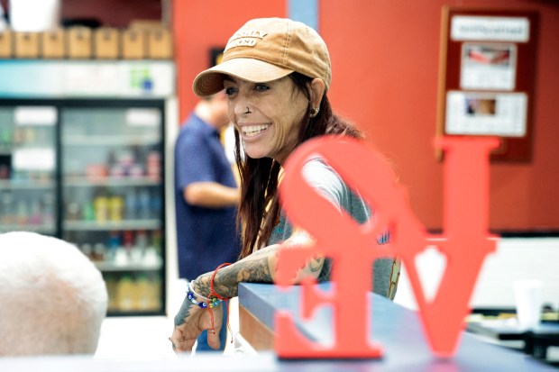 Kim Zweibaum chats with a customer at Bagel Snack in Pompano Beach on Monday, April 6, 2026. The restaurant is the Best of South Florida Dining winner for best deli and also won best bagels in 2024. (Amy Beth Bennett / South Florida Sun Sentinel)