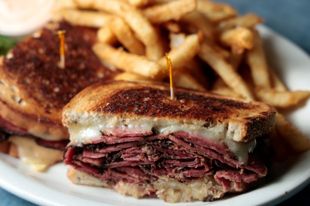 A Rachel sandwich is shown at Bagel Snack in Pompano Beach on Monday, April 6, 2026. The restaurant is the Best of South Florida Dining winner for best deli and also won best bagels in 2024. (Amy Beth Bennett / South Florida Sun Sentinel)