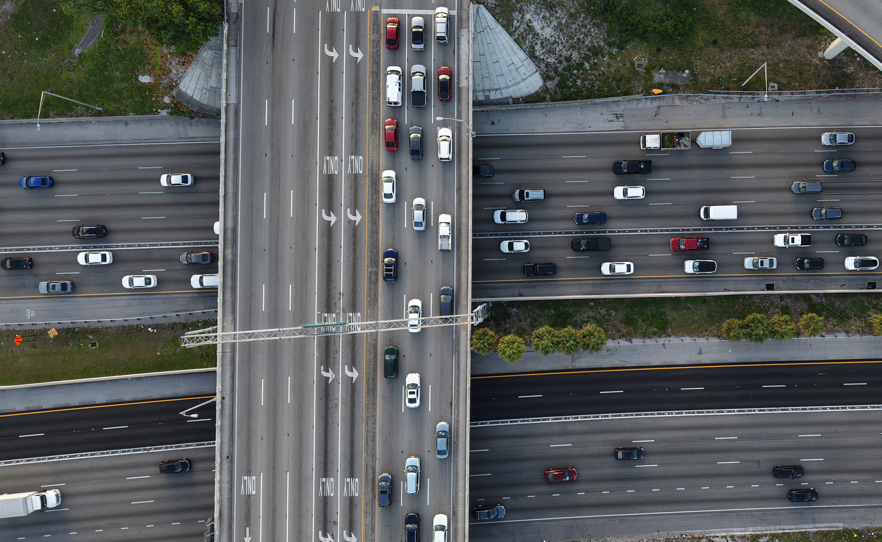 Traffic flows at the intersection of I-95 and Broward Boulevard...