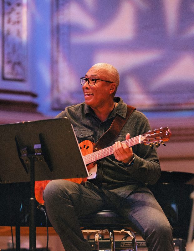 Former New York Yankees star Bernie Williams rehearses for his Carnegie Hall debut in January, 2026. Williams and opera star Jonathan Tetelman will bring their collaboration to the Florida Grand Opera stage at the Arsht Center for the Performing Arts in Miami on May 6. (Julio Miranda/Courtesy)