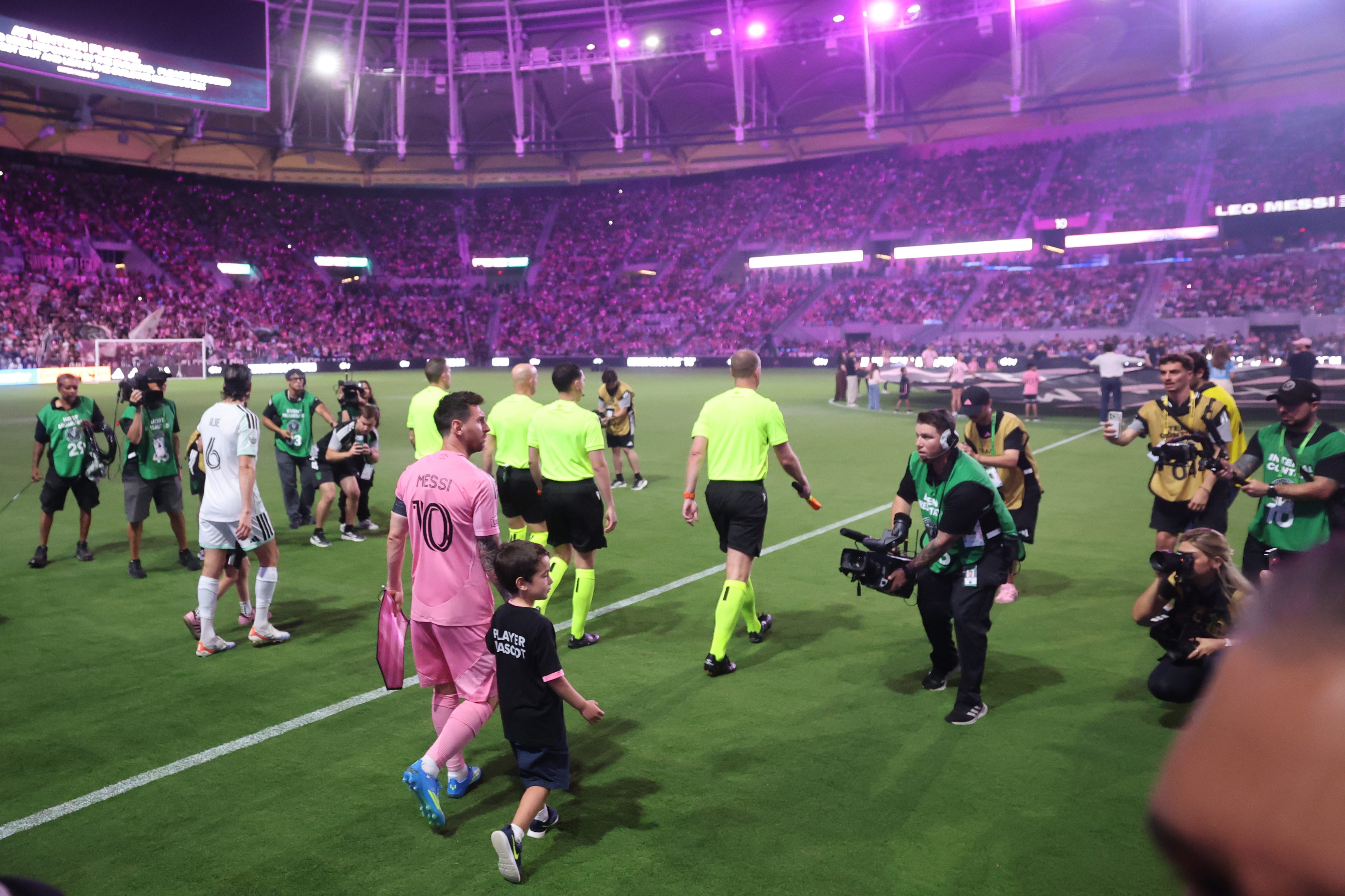 Inter Miami CF forward Lionel Messi (10) takes the pitch...