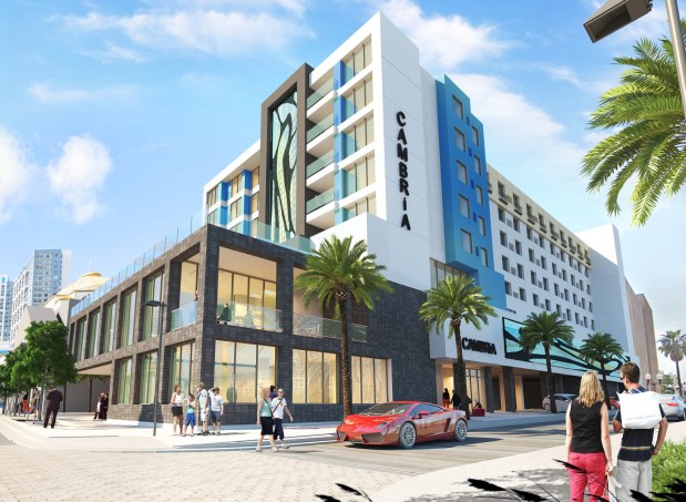 This is the most recent design submitted in 2019 for a Cambria hotel across from Lake Eola. (Hannouche Architects)