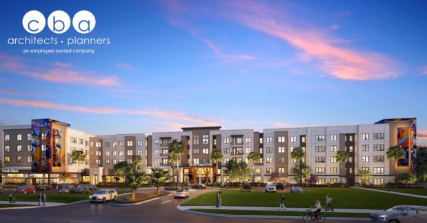Nvision Development is partnering with Full Sail University to deliver student housing across from Full Sail's campus in Winter Park. Pictured above is a rendering of the project's first phase. (Courtesy of Charlan Brock Architects)