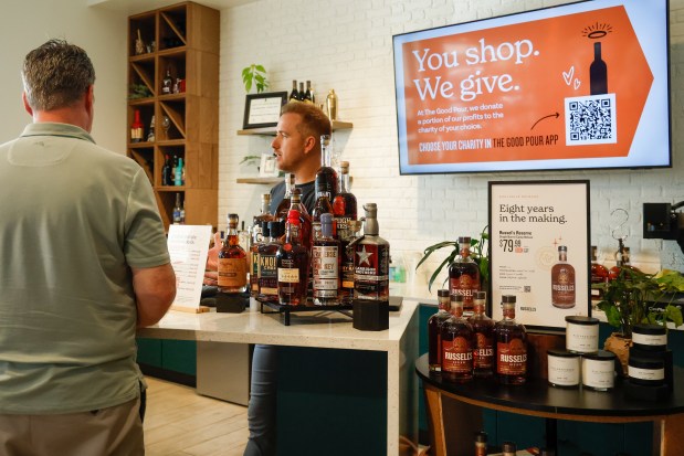 The Good Pour co-founder Ray Horal at the tasting bar at the wine and spirits retail shop in Winter Park on Thursday, April 16, 2026. (Rich Pope/Orlando Sentinel)