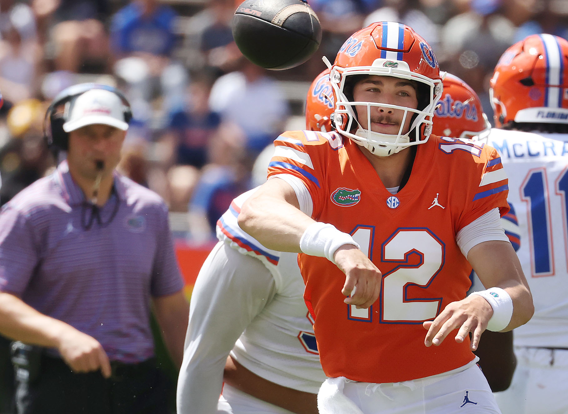 University of Florida quarterback Aaron Philo (12) throws during the...