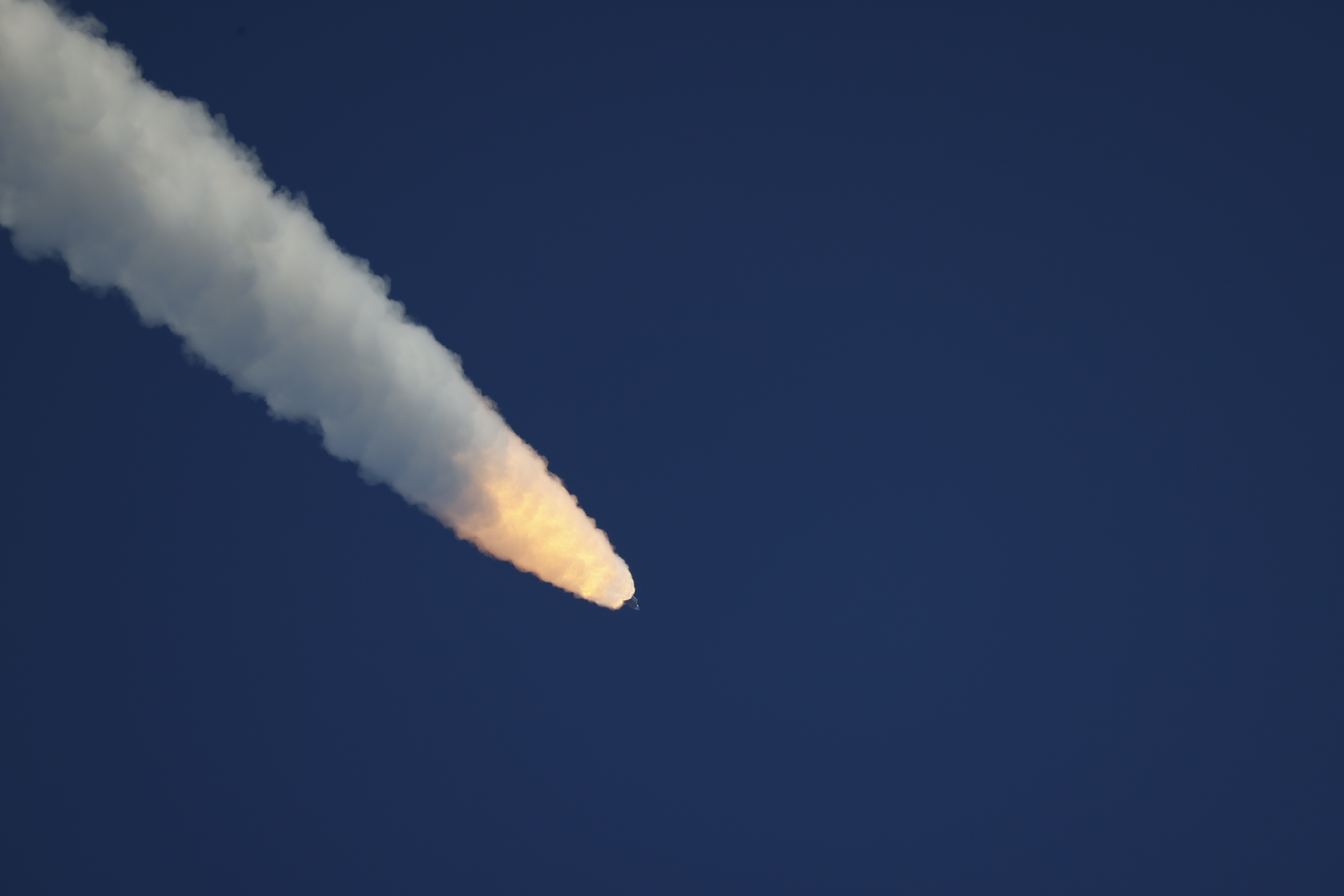 The Space Launch System rocket topped with the Orion capsule...