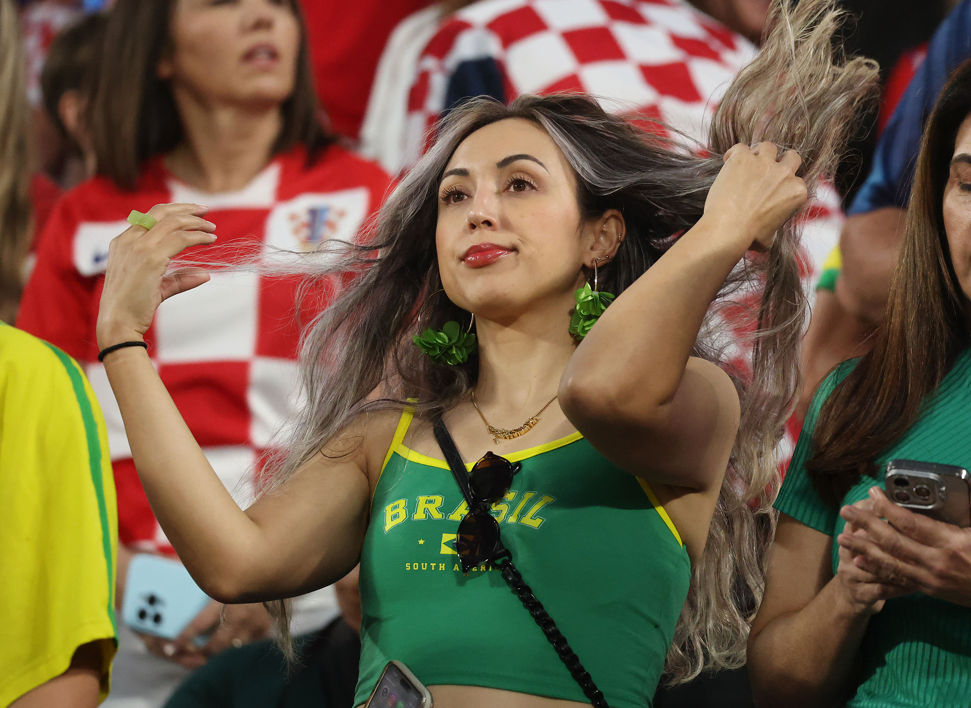 Brazil fans cheer during the Brazil vs. Croatia Road to...