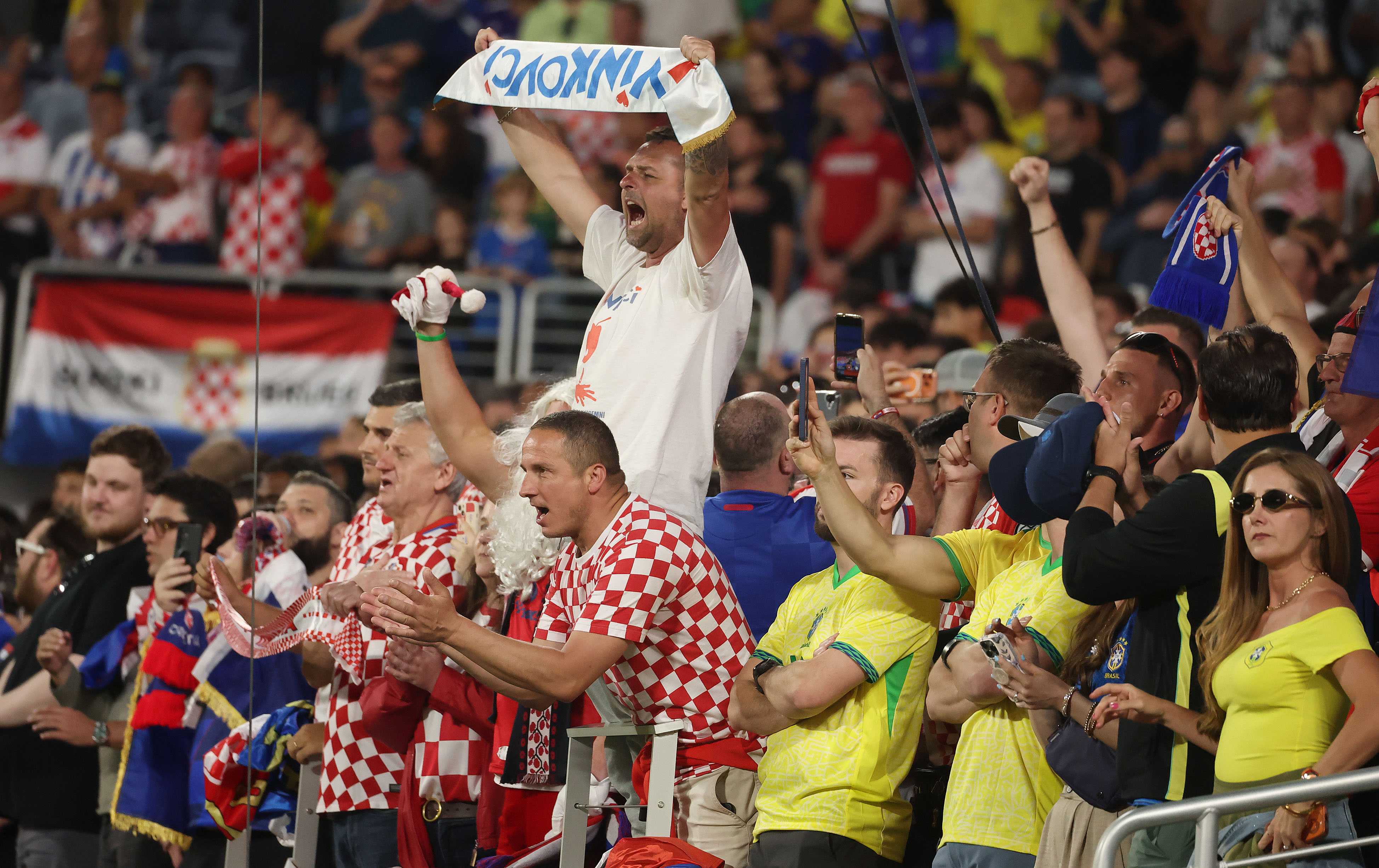 Fans cheer during the Brazil vs. Croatia Road to 26...