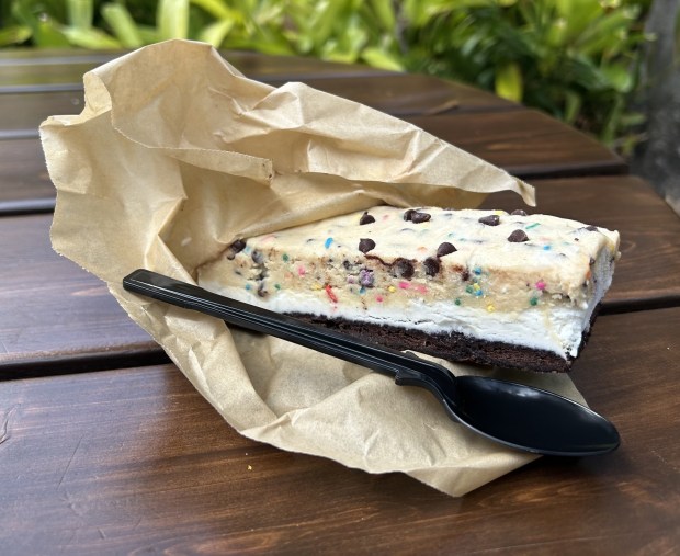 A cookie dough brownie ice cream sandwich has been introduced at the Terra Treats kiosk at Disney's Animal Kingdom theme park. Price: $8.29. Also available: Carrot cake sundae for $8.99. (Dewayne Bevil/Orlando Sentinel)