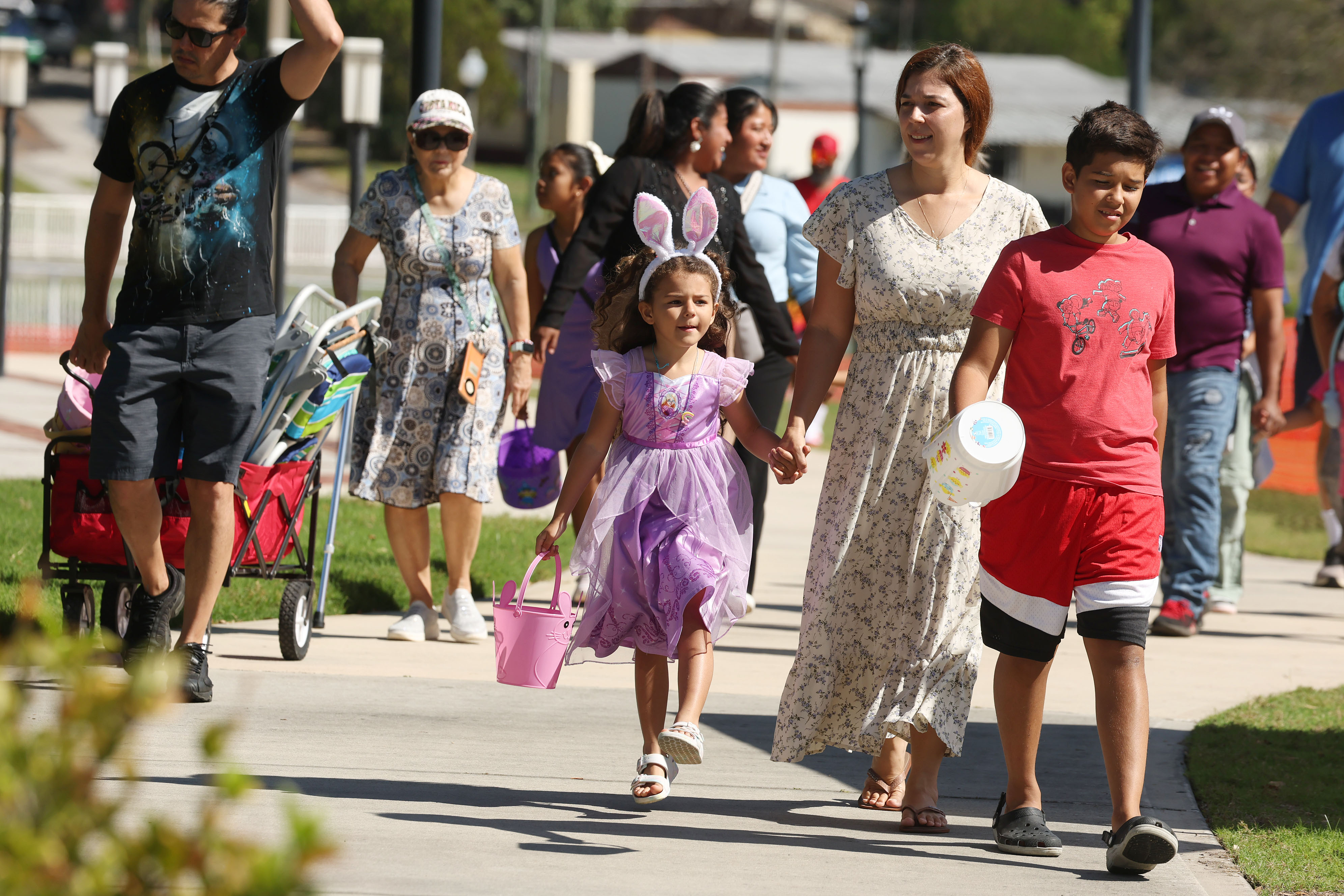 Families arrive at the Easter Eggstravaganza at the Ocoee Lakeshore...