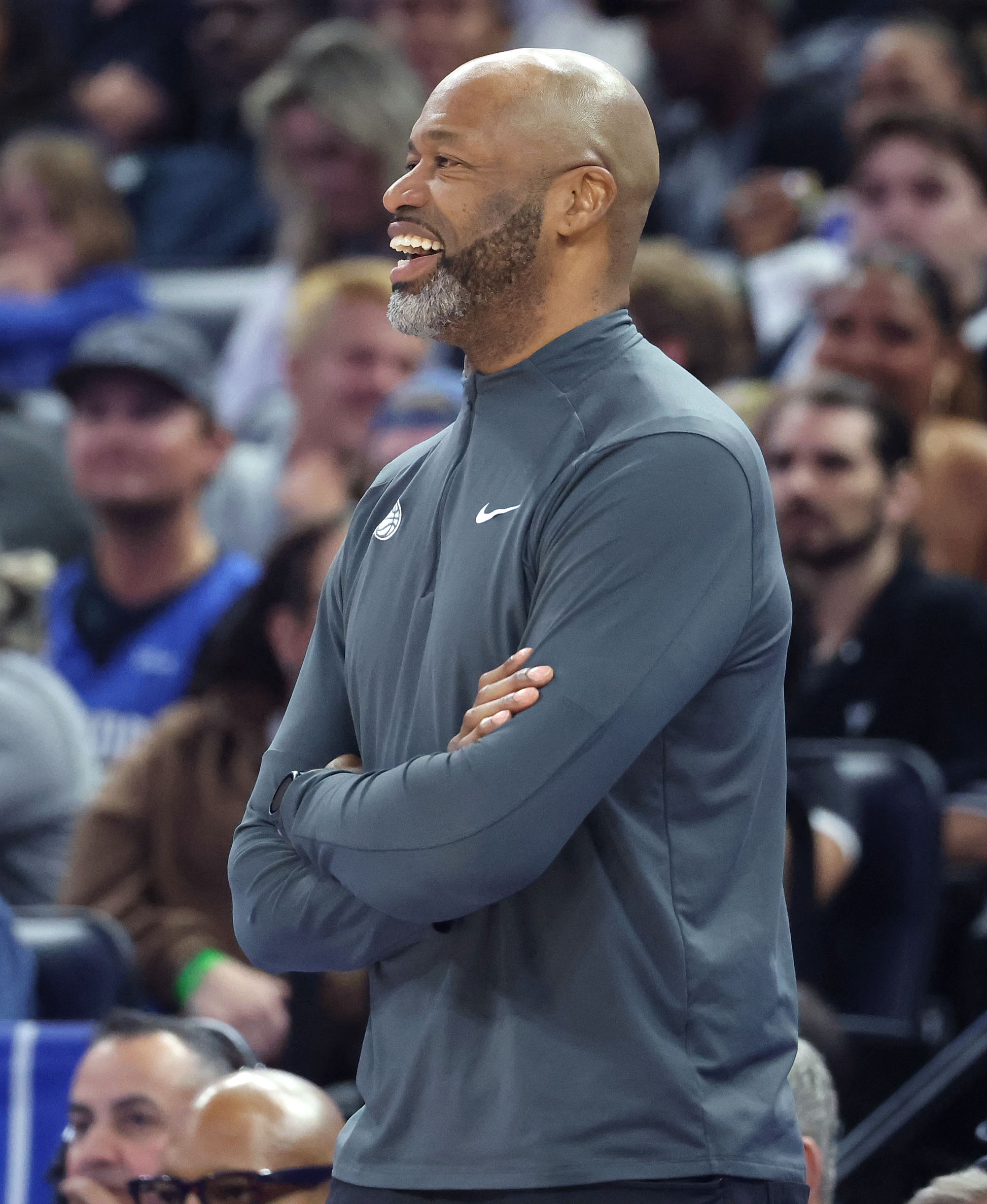 Orlando coach Jamahl Mosley smiles during the Minnesota Timberwolves at...