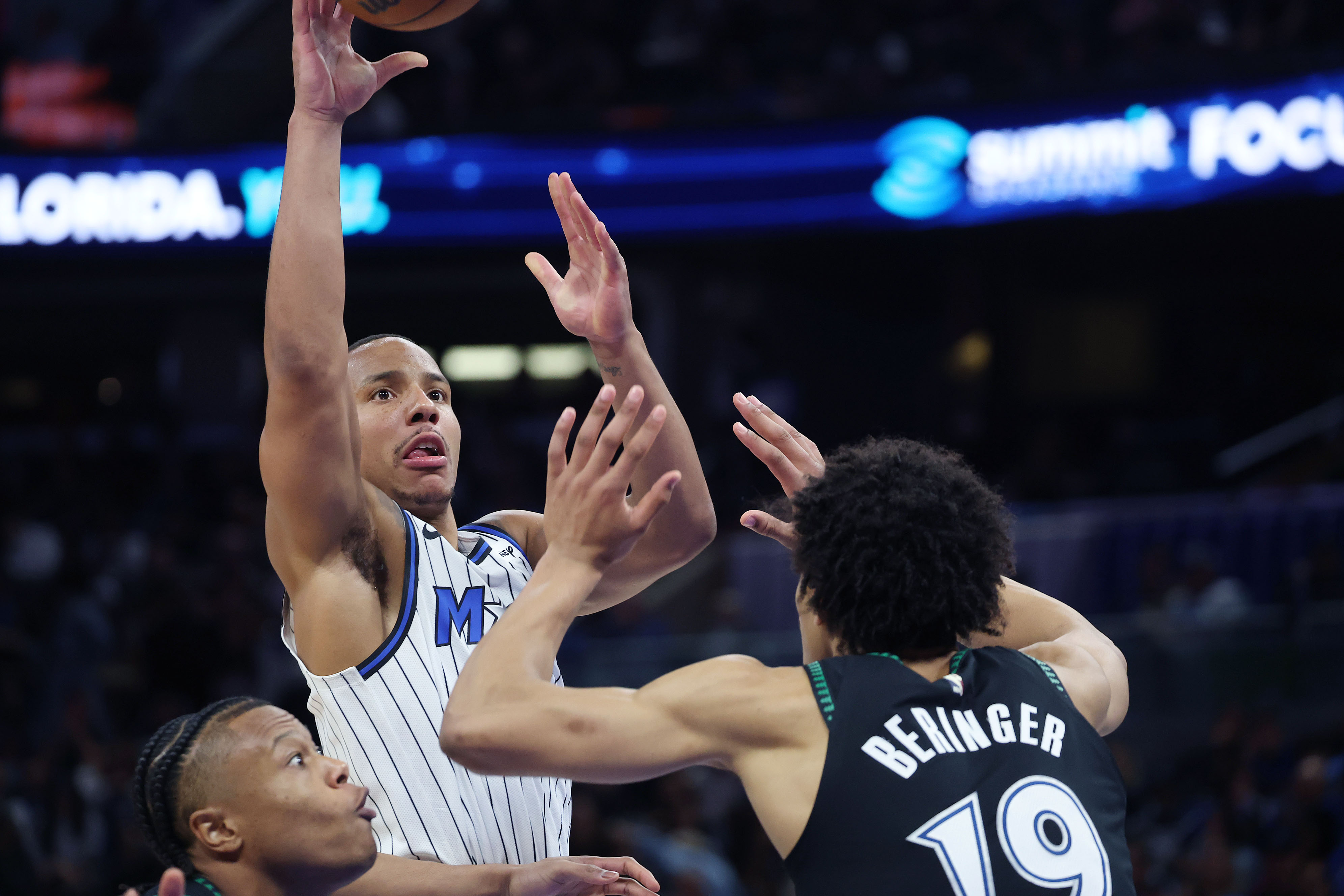 Orlando guard Desmond Bane passes during the Minnesota Timberwolves at...